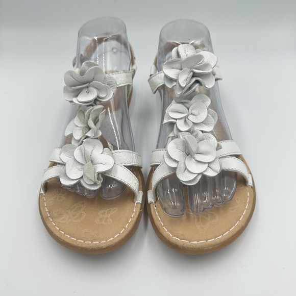 BOC Born Strappy Sandals 9 /40.5 White Leather Floral Ankle Buckle Closure‎ Boho - Picture 2 of 14